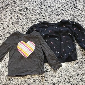 Kids Long Sleeve Gray and Black Tops Set